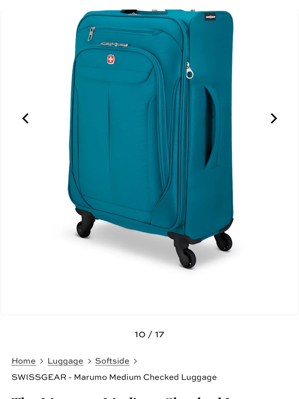 SwissGear Teal Softside Spinner Carry-On Luggage